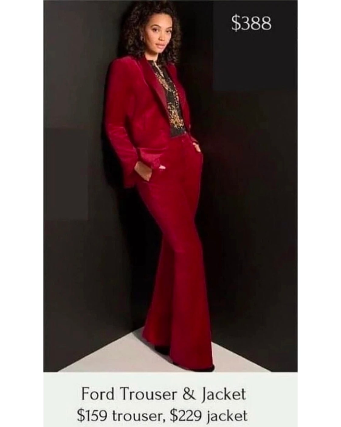 Ford red velvet trouser