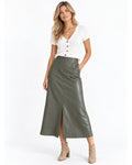 Cabi Kick It  Faux Leather Paneled A-Line Skirt - Style# 4765