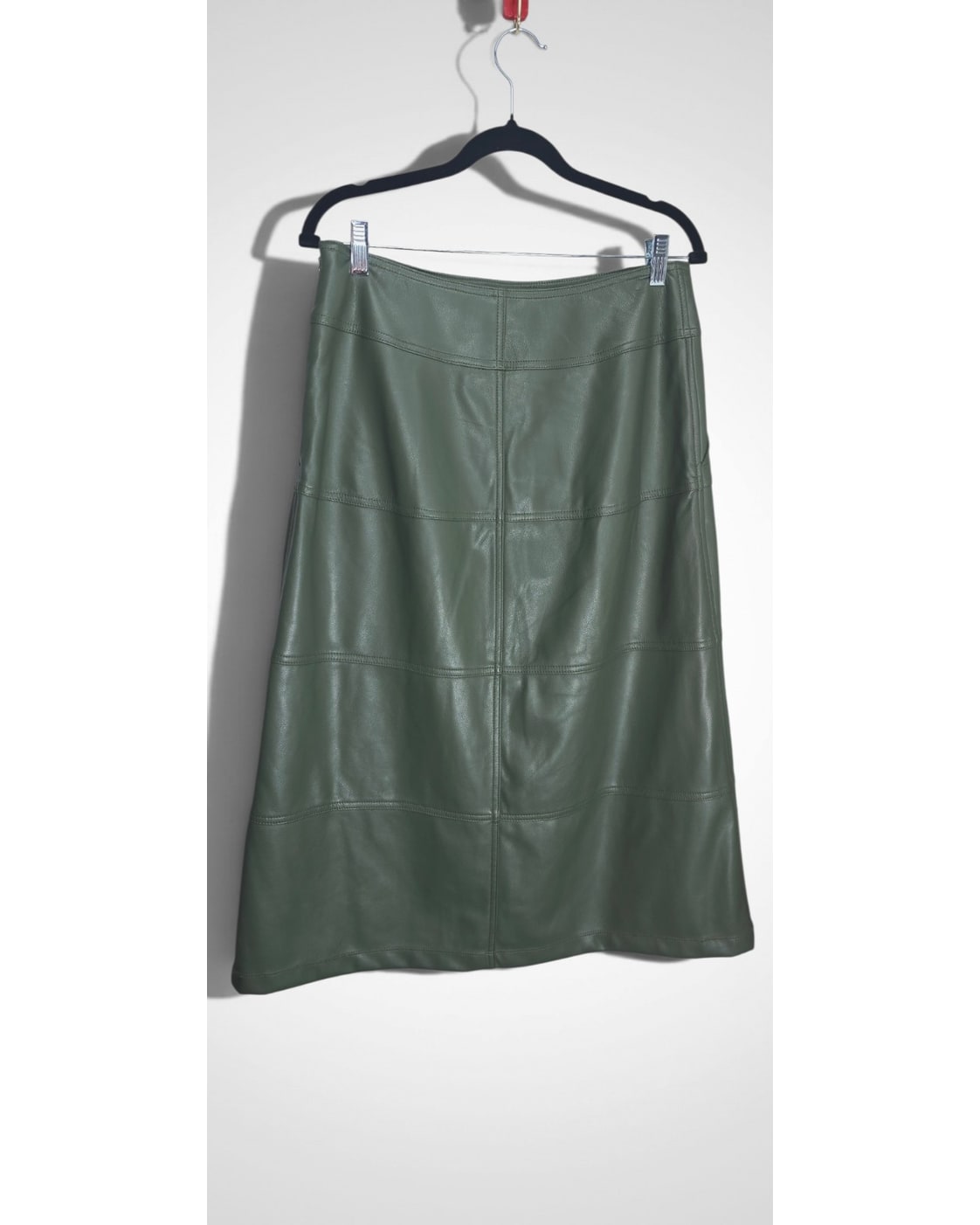 Cabi Kick It  Faux Leather Paneled A-Line Skirt - Style# 4765