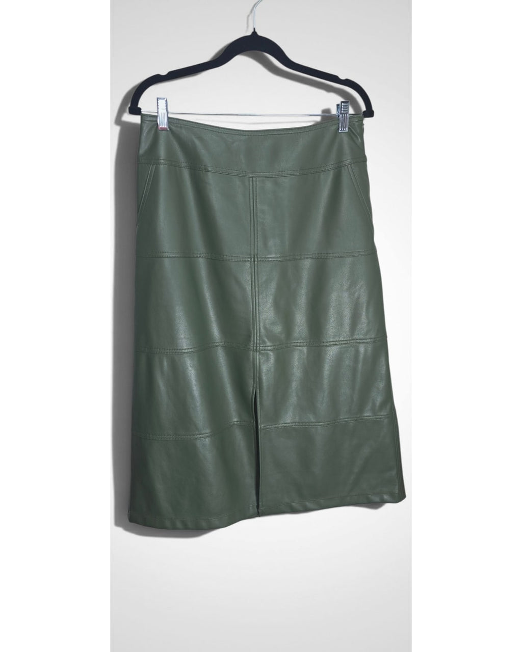 Cabi Kick It  Faux Leather Paneled A-Line Skirt - Style# 4765