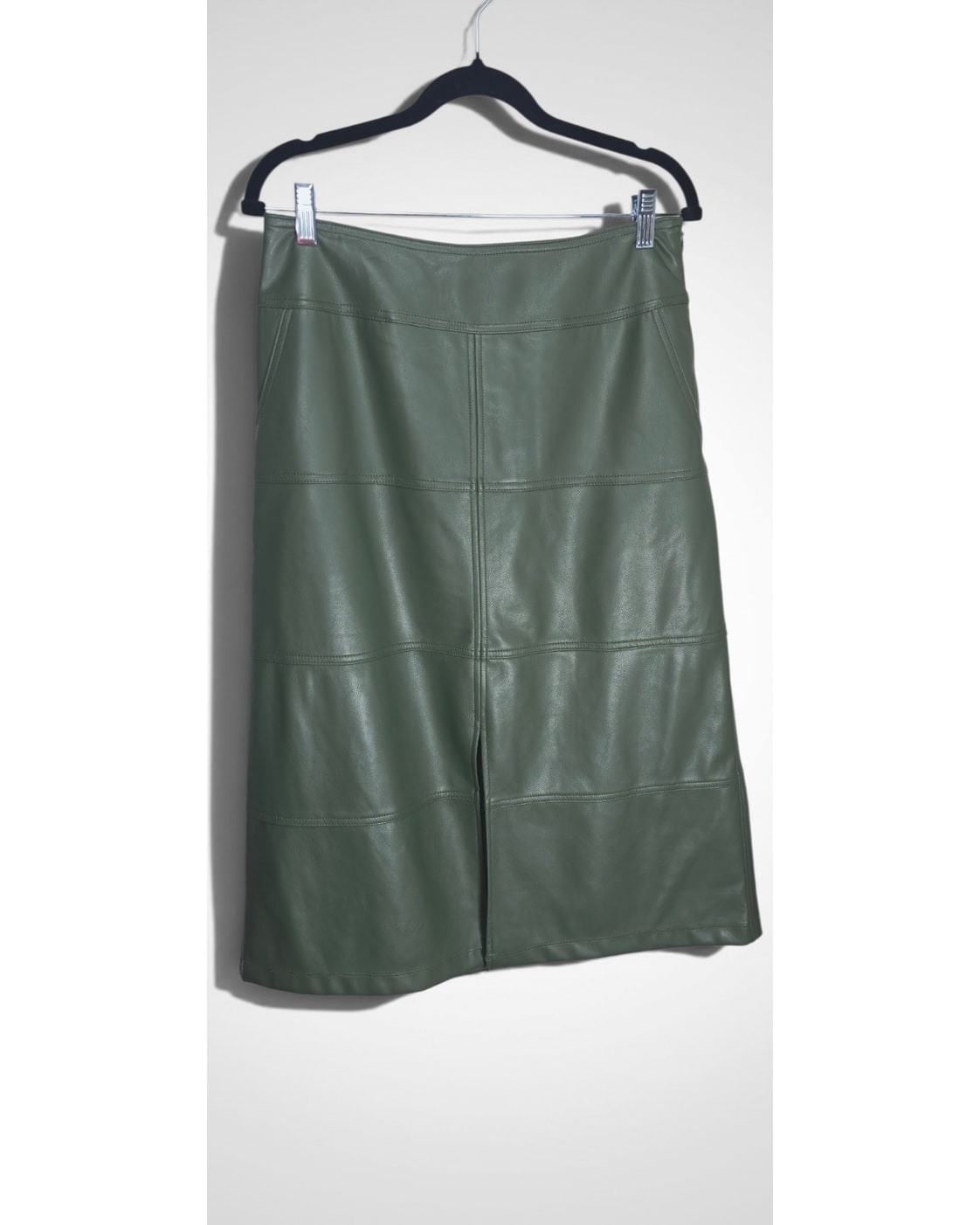 Cabi Kick It  Faux Leather Paneled A-Line Skirt - Style# 4765