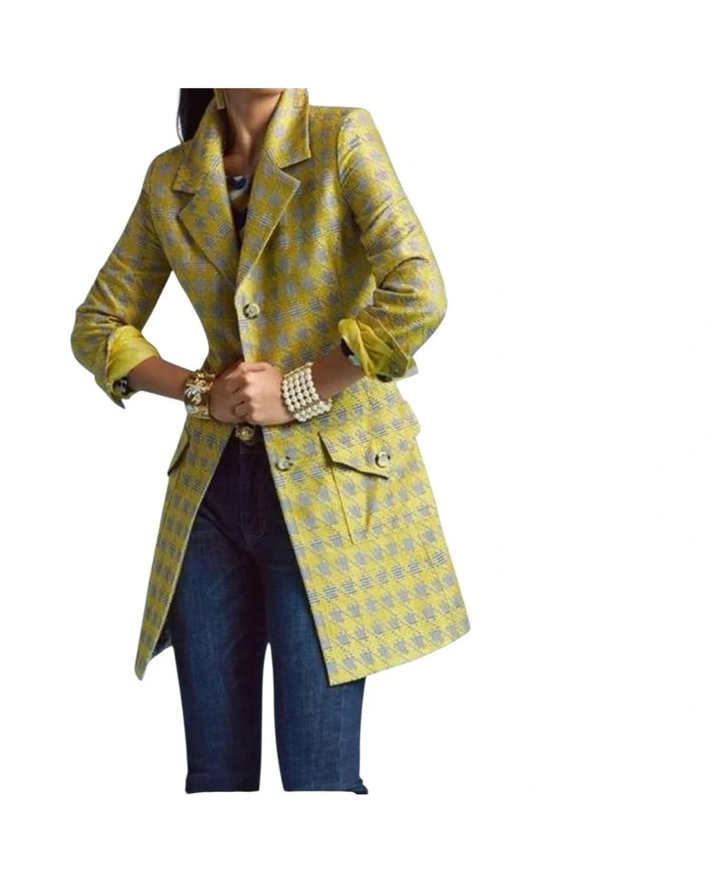 Cabi Regency Houndstooth Plaid Swing Coat - Style# 3491