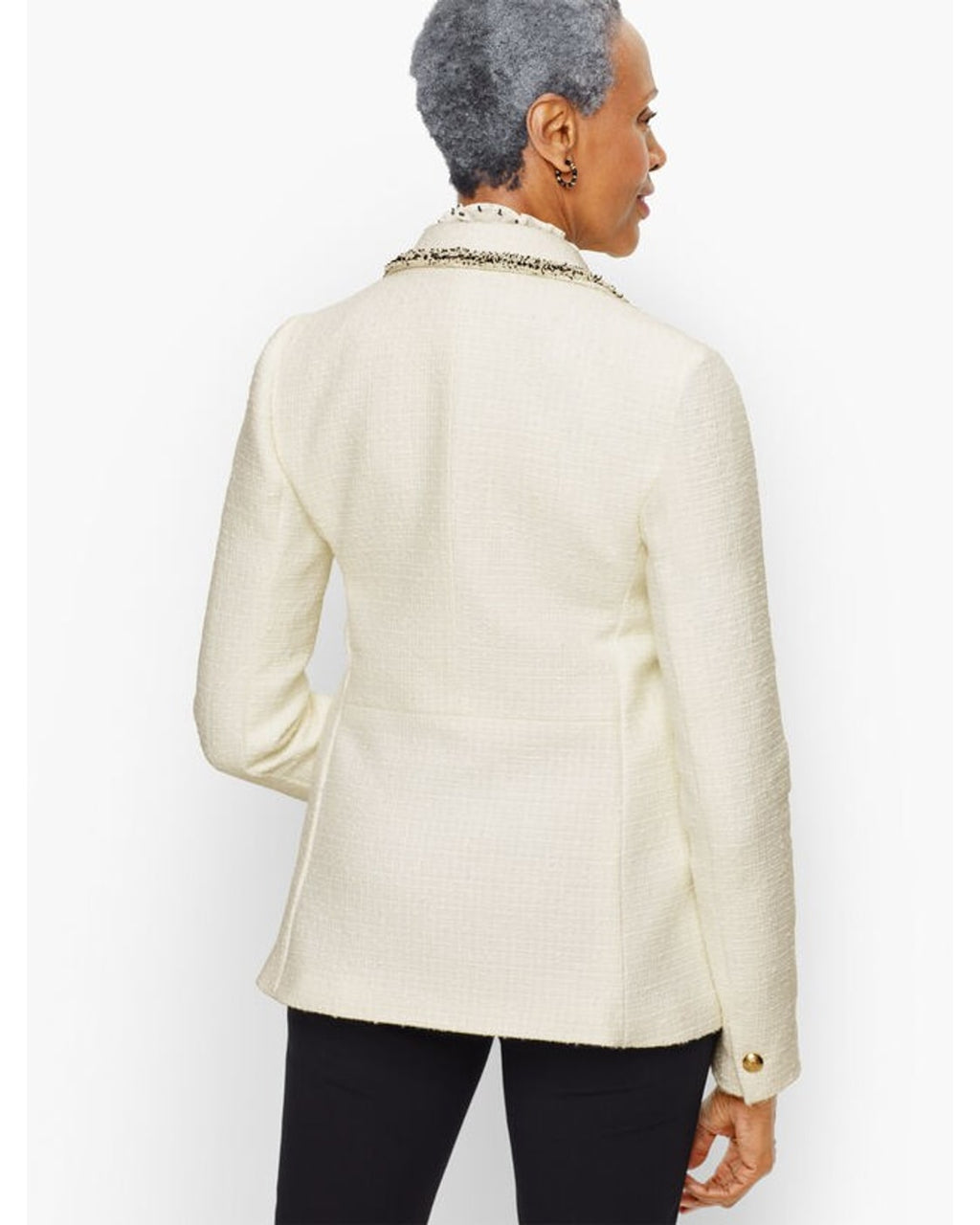 Talbots Fringe-Trim Tweed Blazer