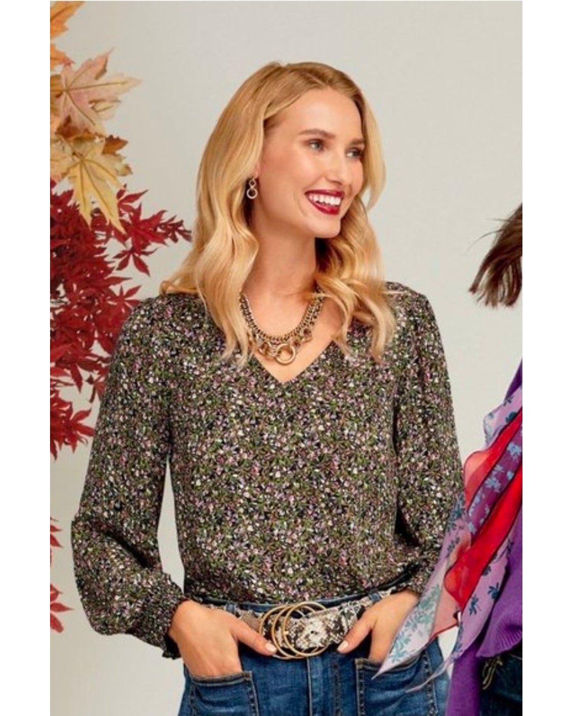 Cabi Floral V-Neck Blouse - Style# 4161