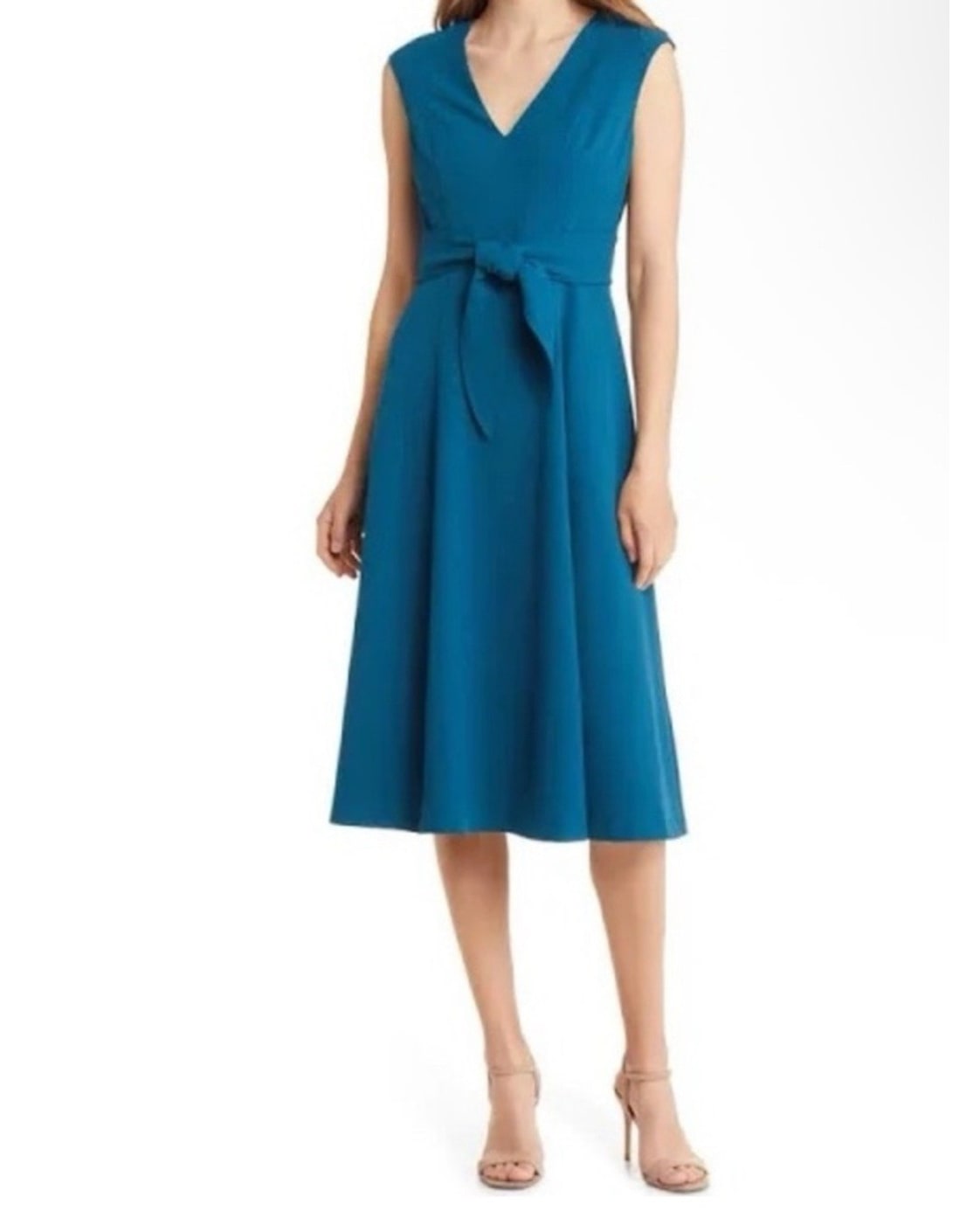 Vince Camuto A-Line Tie-Waist Midi Dress