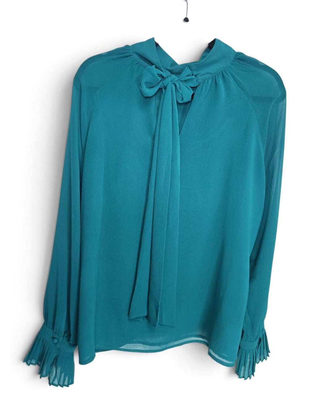 Ann Taylor Tie-Neck Pleated Cuff Blouse