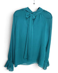 Ann Taylor Tie-Neck Pleated Cuff Blouse