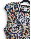 Cabi Ruffle Neck Dot Print Sleeveless Blouse - Style# 4255