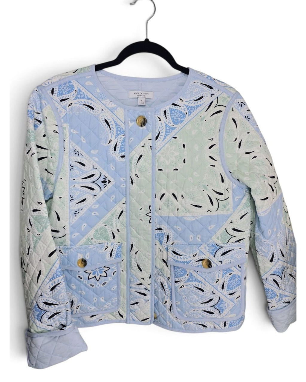 Ann Taylor Weekend Quilted Paisley Print Jacket