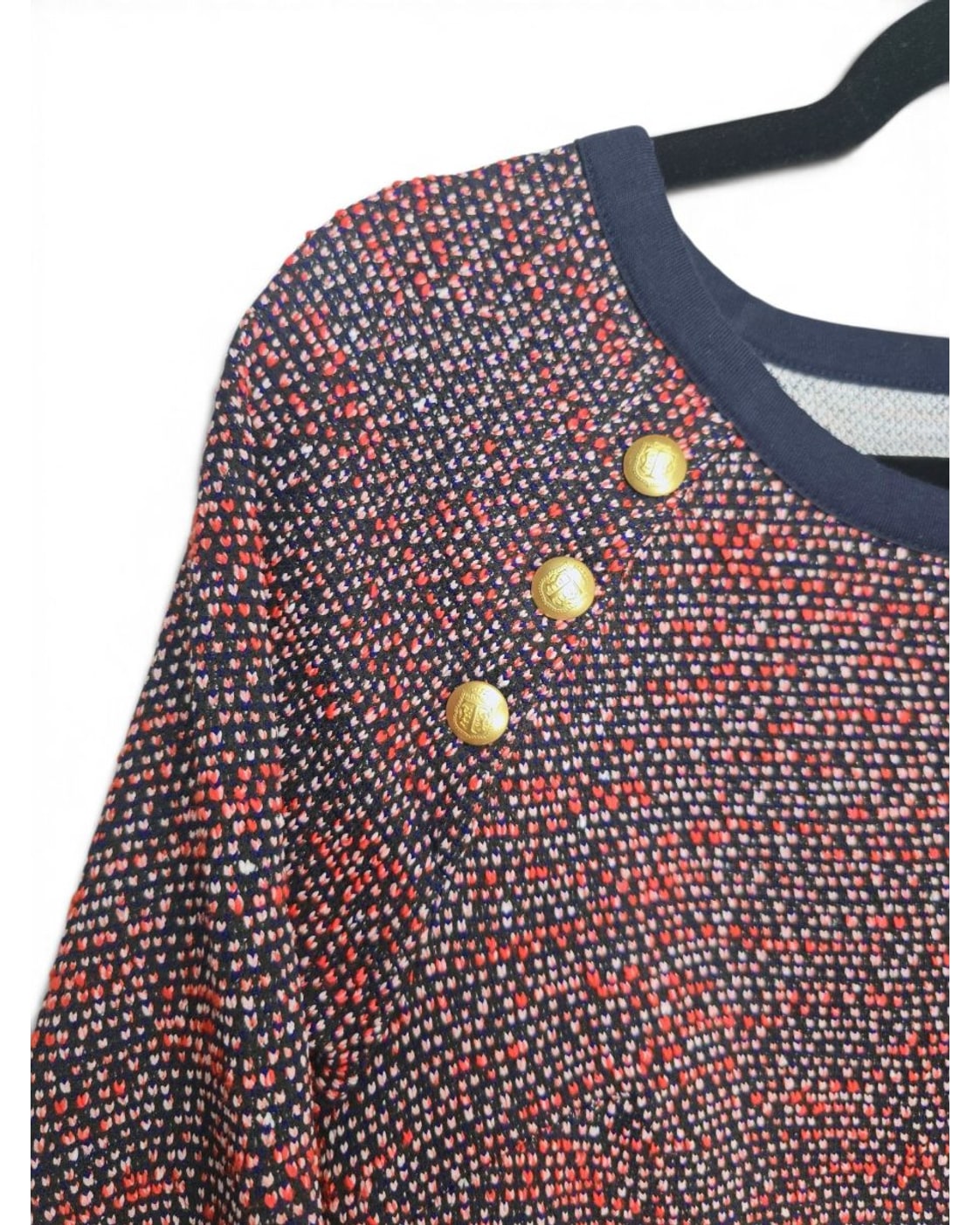 Talbots Tweed-Look Button Shoulder Shift Dress