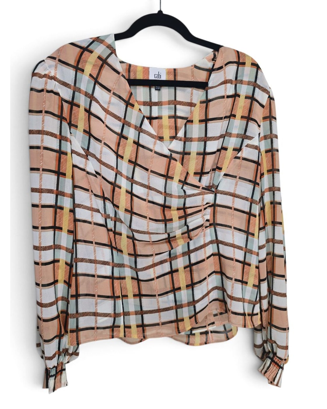 cabi Plaid Wrap Blouse - Style# 6295