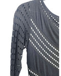 Perforated Diagonal Stripe Long Sleeve Knit Top - Style# 07-A998