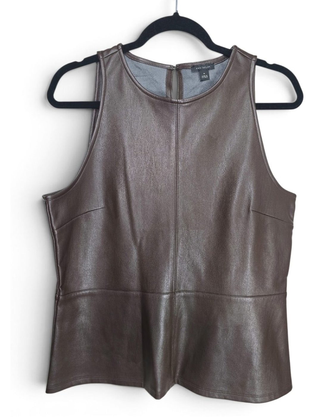 Ann Taylor Faux Leather Peplum Tank