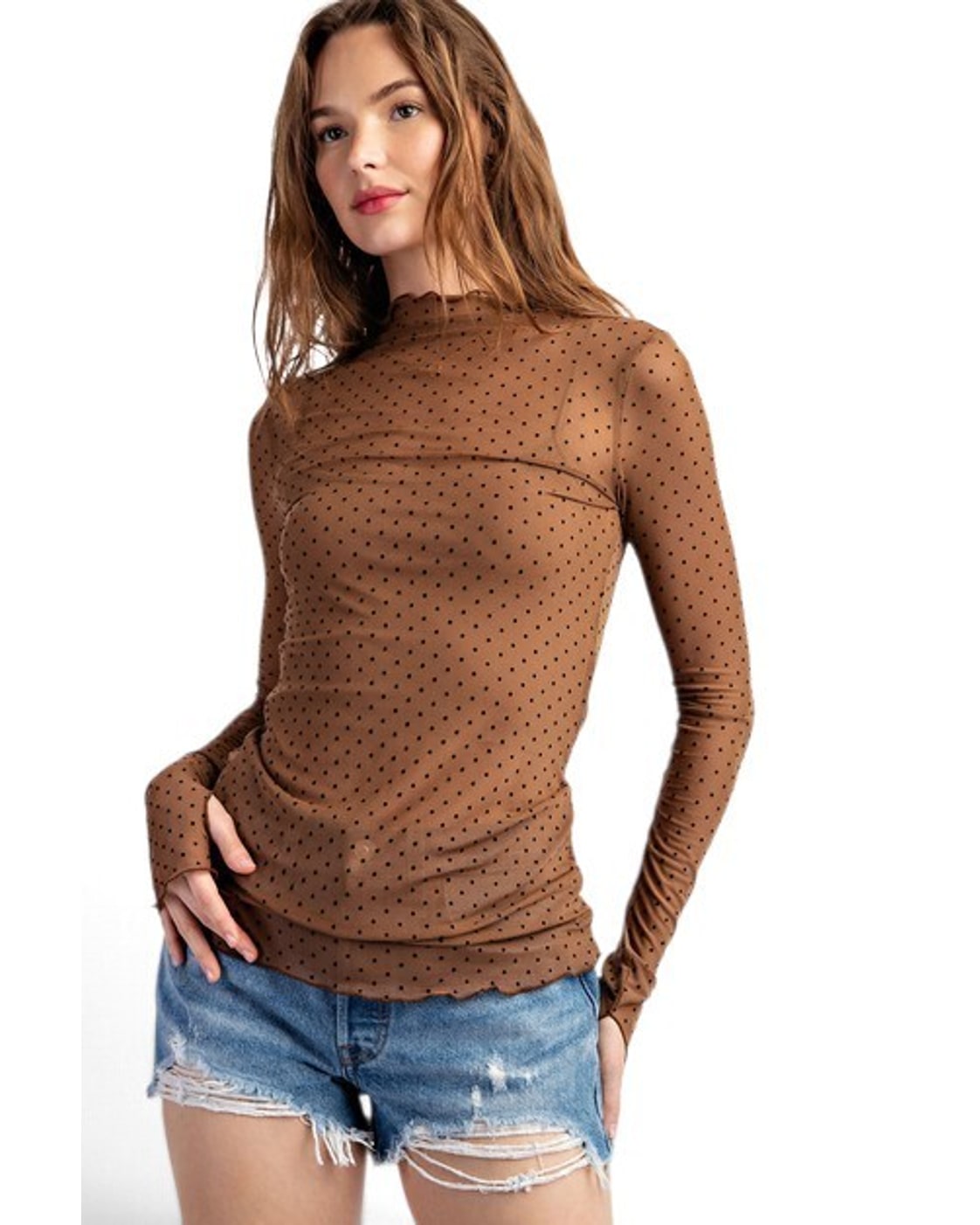 Sweet Generis Polka Dot Mesh Top