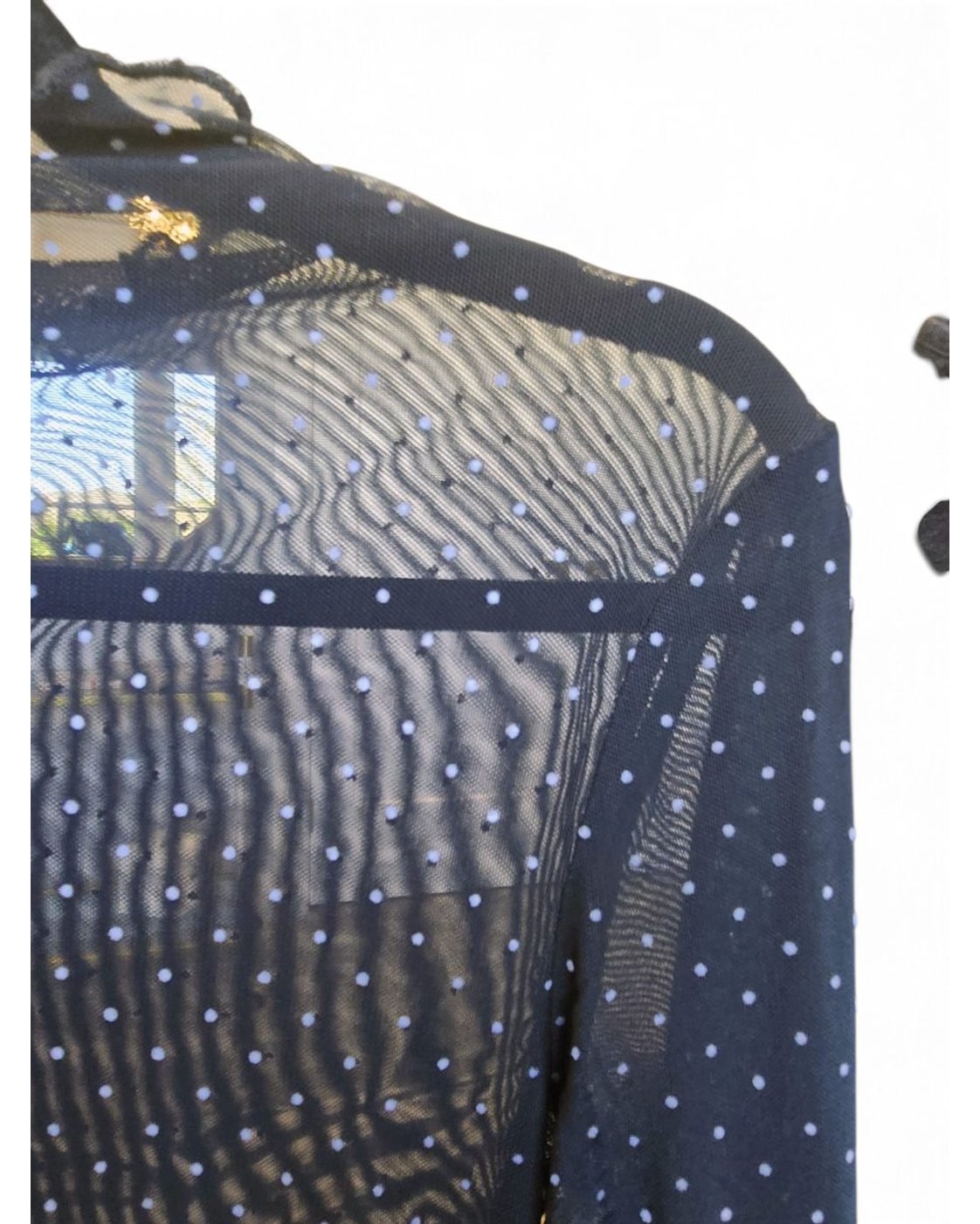 Navy Sweet Generis Polka Dot Mesh Top, size M – photo 3