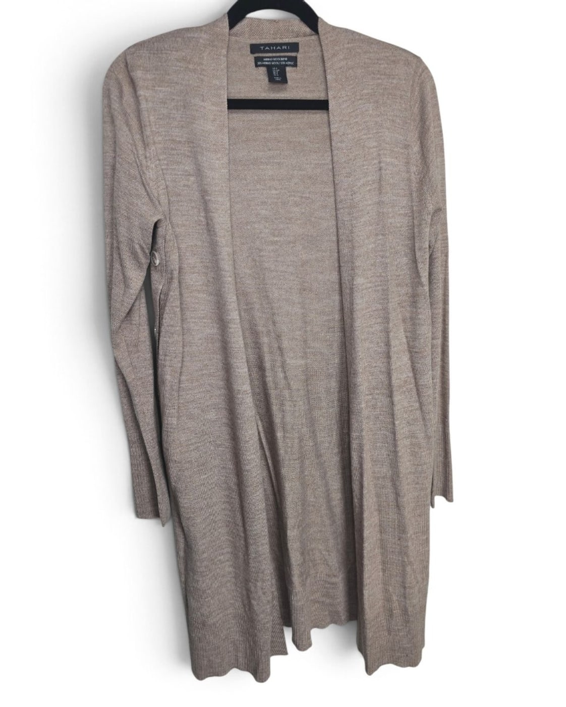 Tahari Merino Wool Blend Long Cardigan