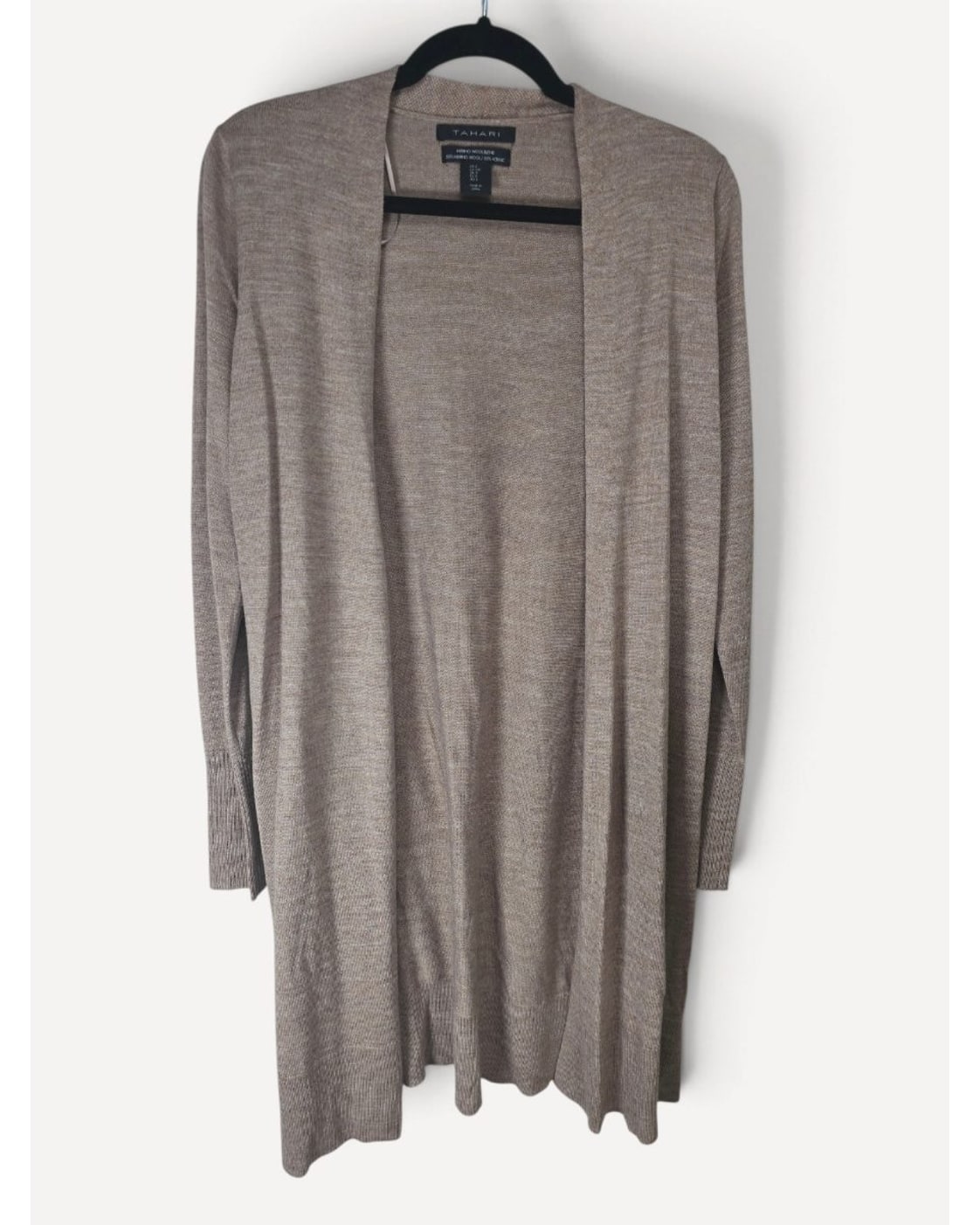 Tahari Merino Wool Blend Side-Button Duster Cardigan