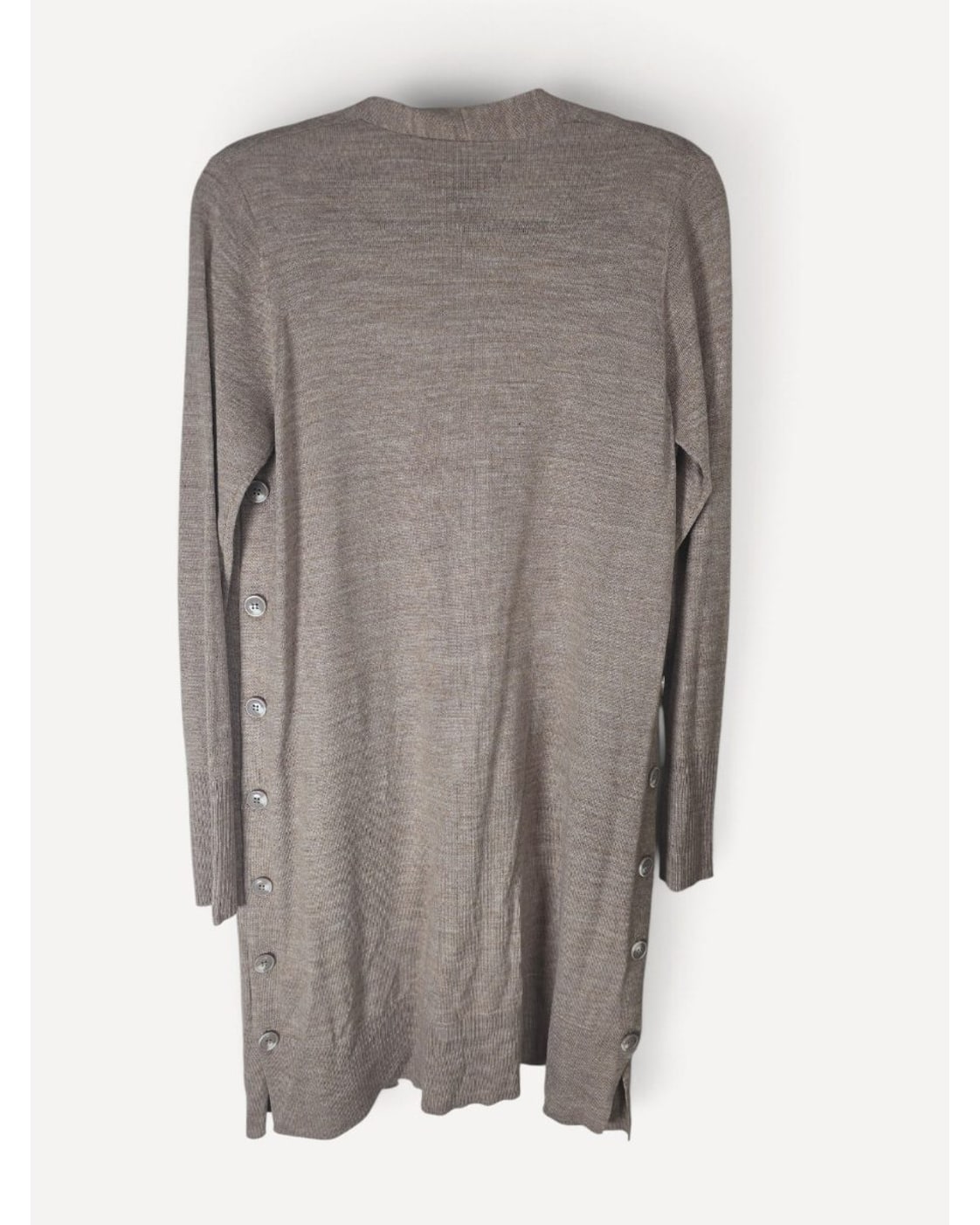 Brown Tahari Merino Wool Blend Side-Button Duster Cardigan, size S – photo 3