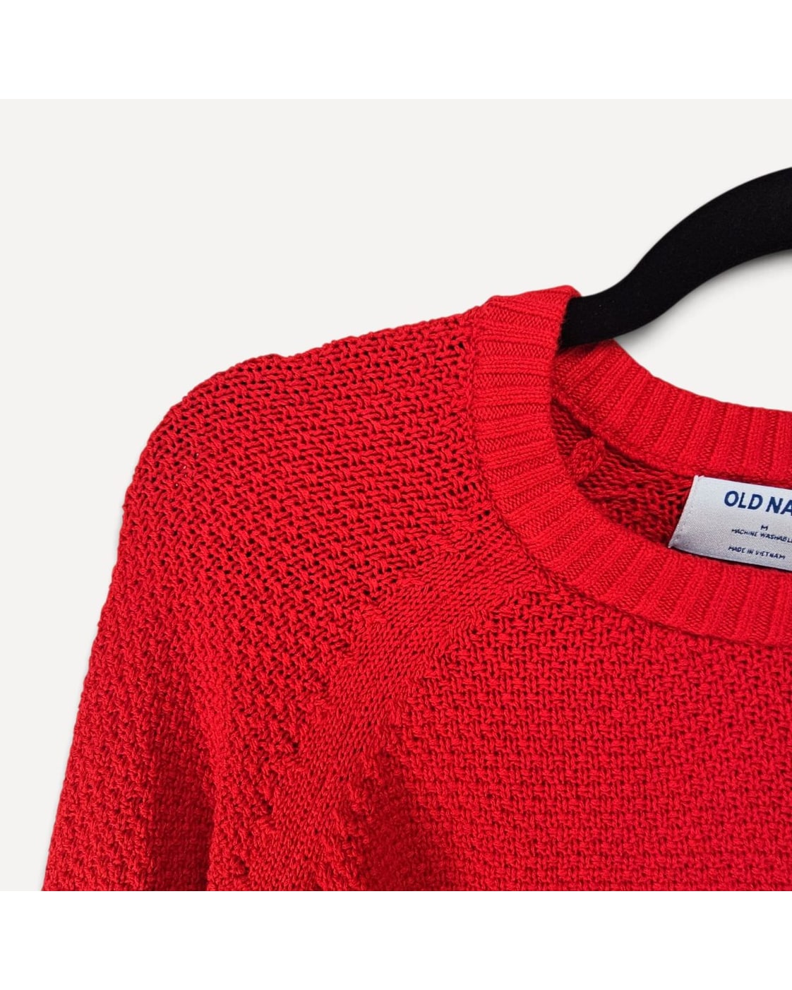 Red Old Navy Waffle Knit Crewneck Sweater, size M – photo 2