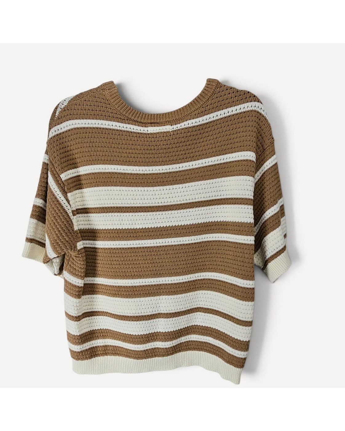 Beige Thread & Supply Striped Cropped Knit Sweater - Style# T2852SWTS, size S – photo 2