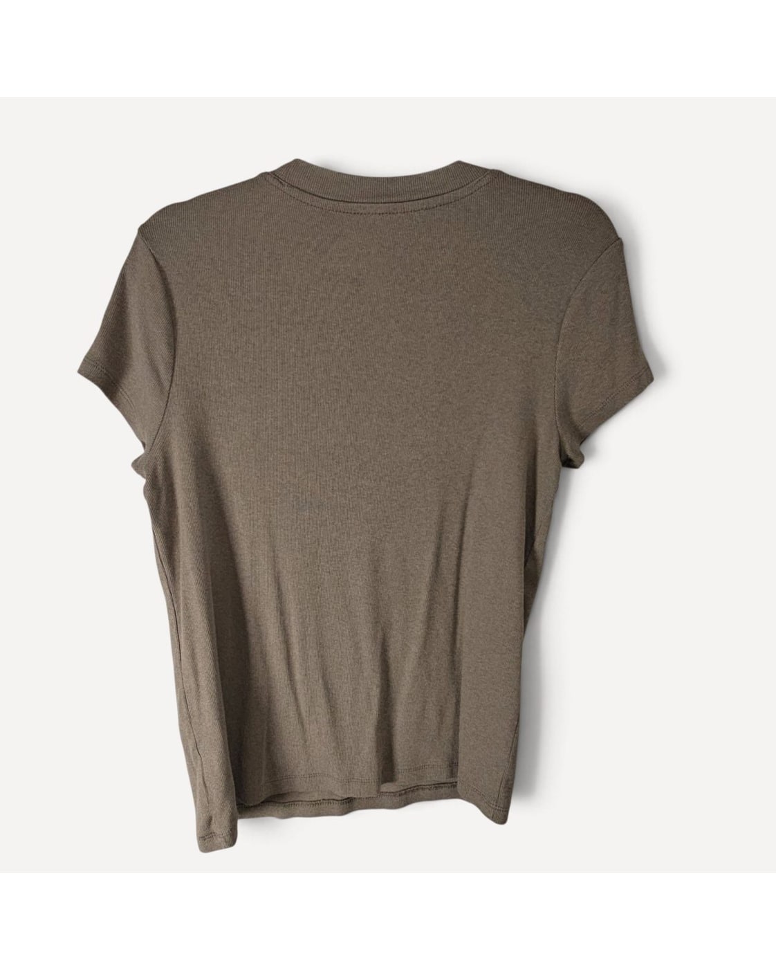 Ribbed Cap-Sleeve Crew Neck Tee