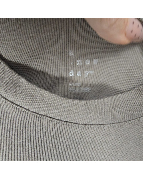Green A New Day Ribbed Cap-Sleeve Crew Neck Tee, size M – photo 2