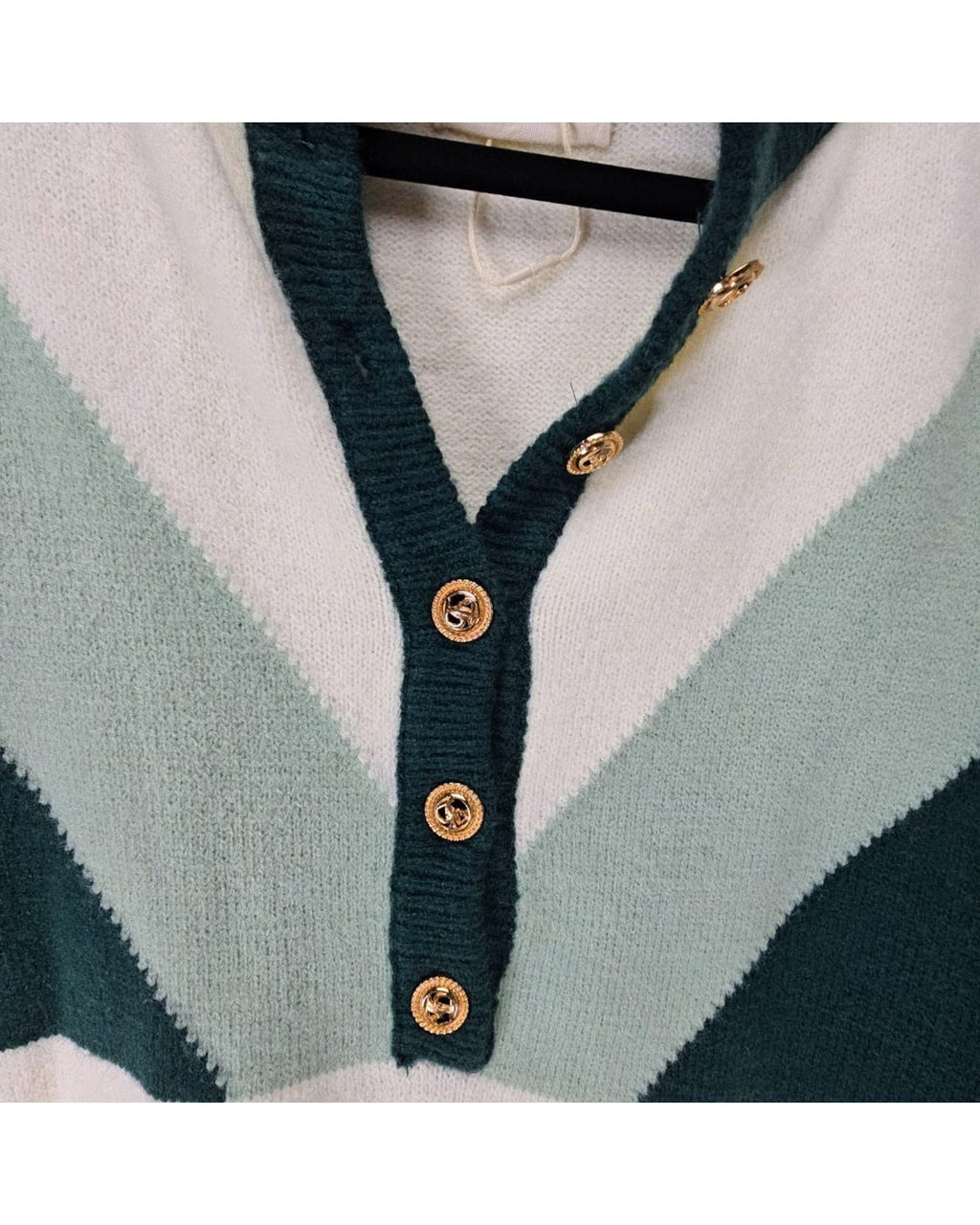 Gaberly Colorblock Button Mock-Neck Sweater