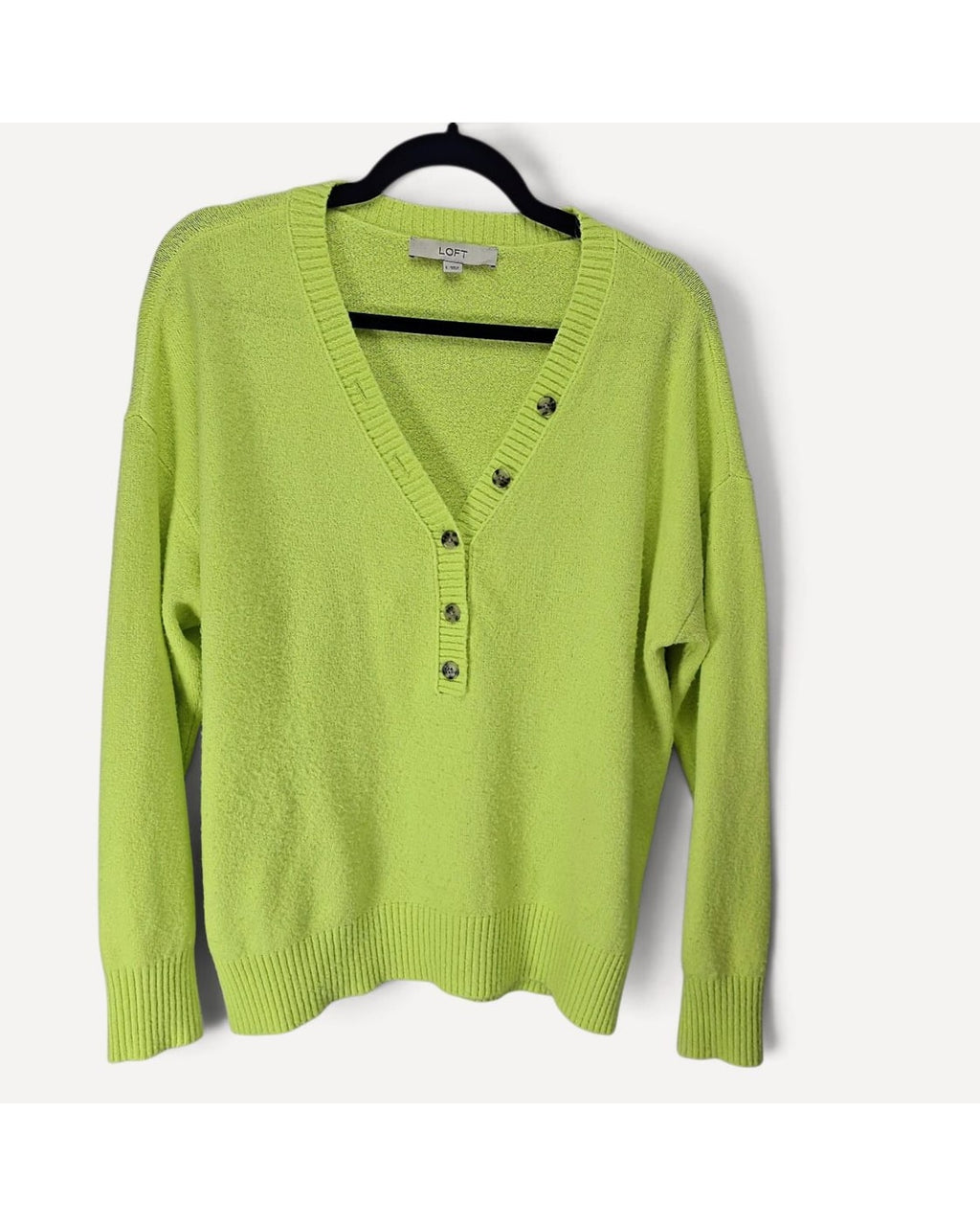 LOFT Henley Button V-Neck Sweater