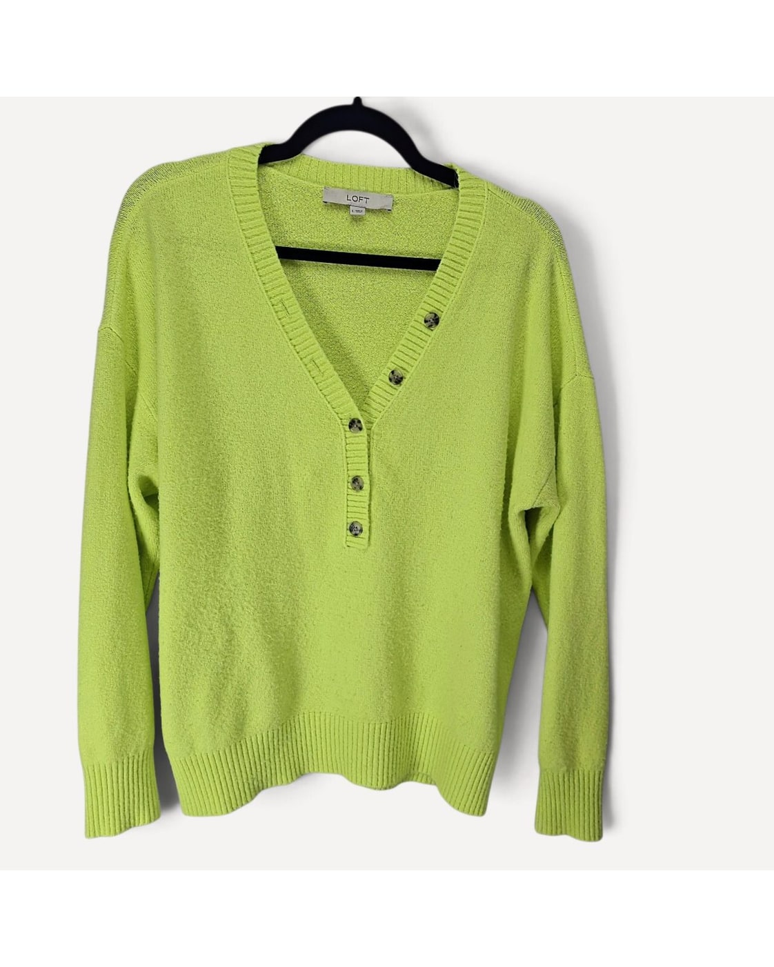 LOFT Henley Button V-Neck Sweater