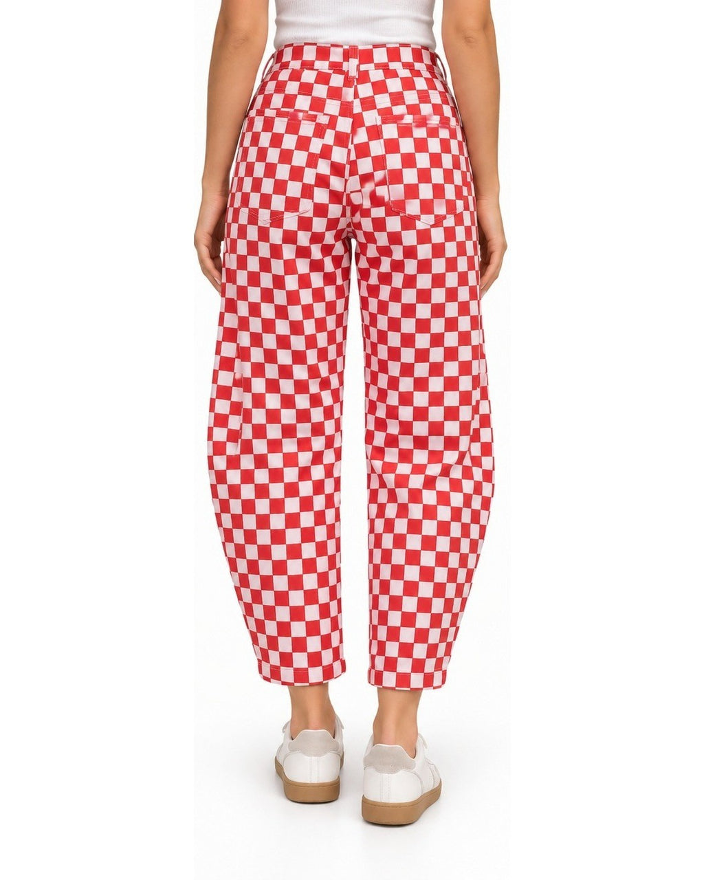 mitoshop Checkerboard Barrel Jeans
