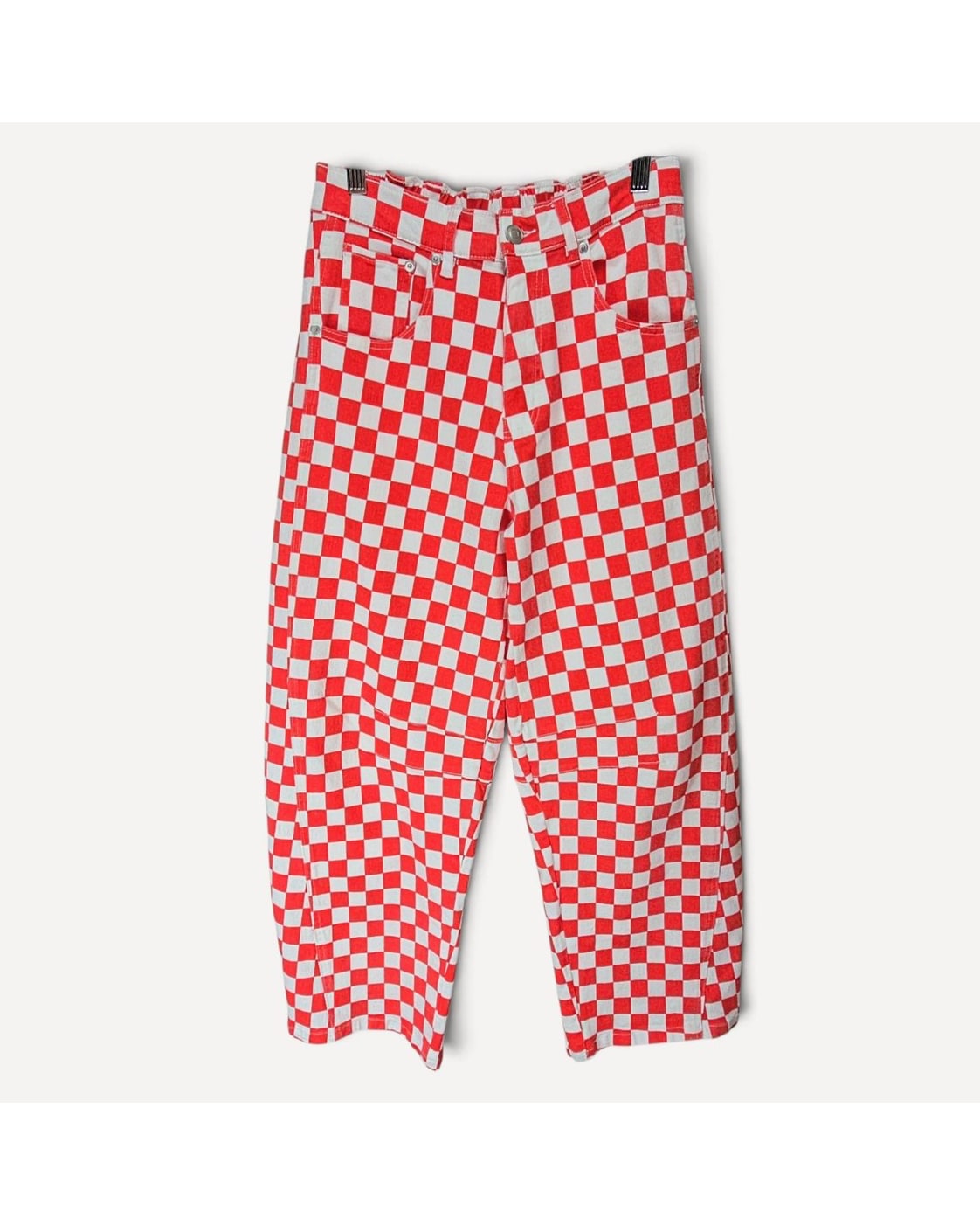 mitoshop Checkerboard Barrel Jeans