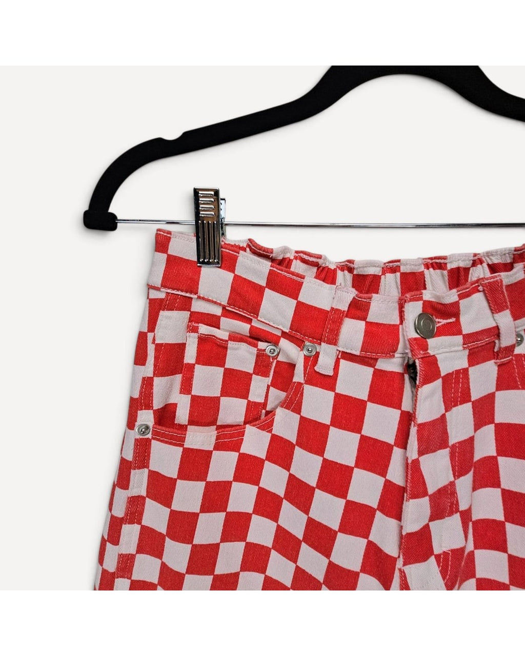 mitoshop Checkerboard Barrel Jeans