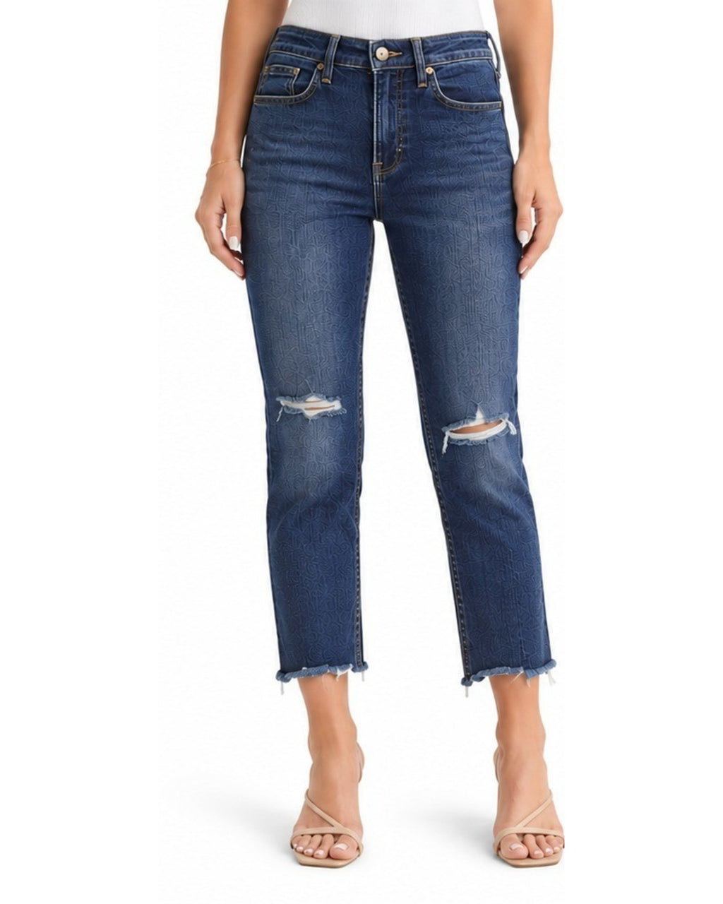 Just Black Distressed Skinny Cropped Jeans