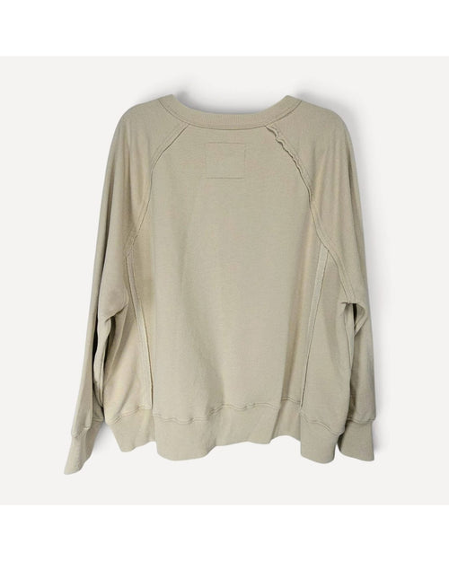 Beige American Eagle This Feels Seriously Lived-In V-Notch Sweatshirt, size S – photo 2