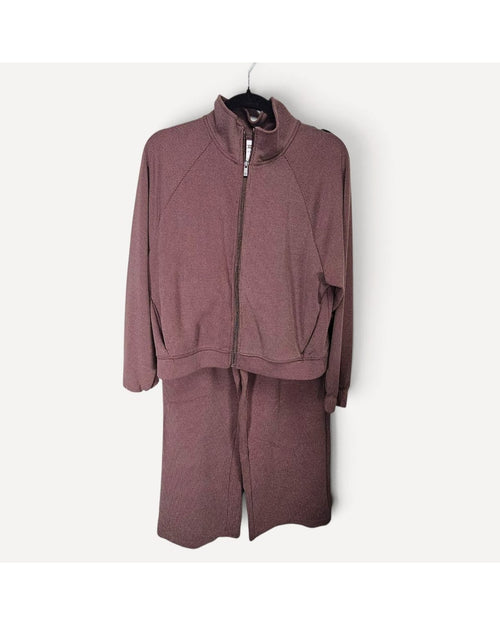 Purple All In Motion Ribbed Zip-Up Two-Piece Set