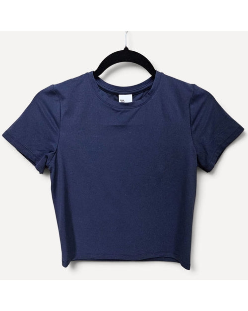 Navy All In Motion Cropped Back Cutout Top - NWT, size S