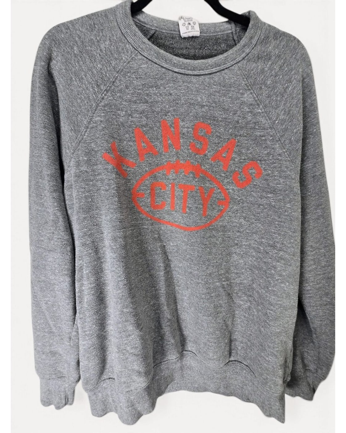 Grey Charlie Hustle Vintage Kansas City Football Crewneck Sweatshirt, size M