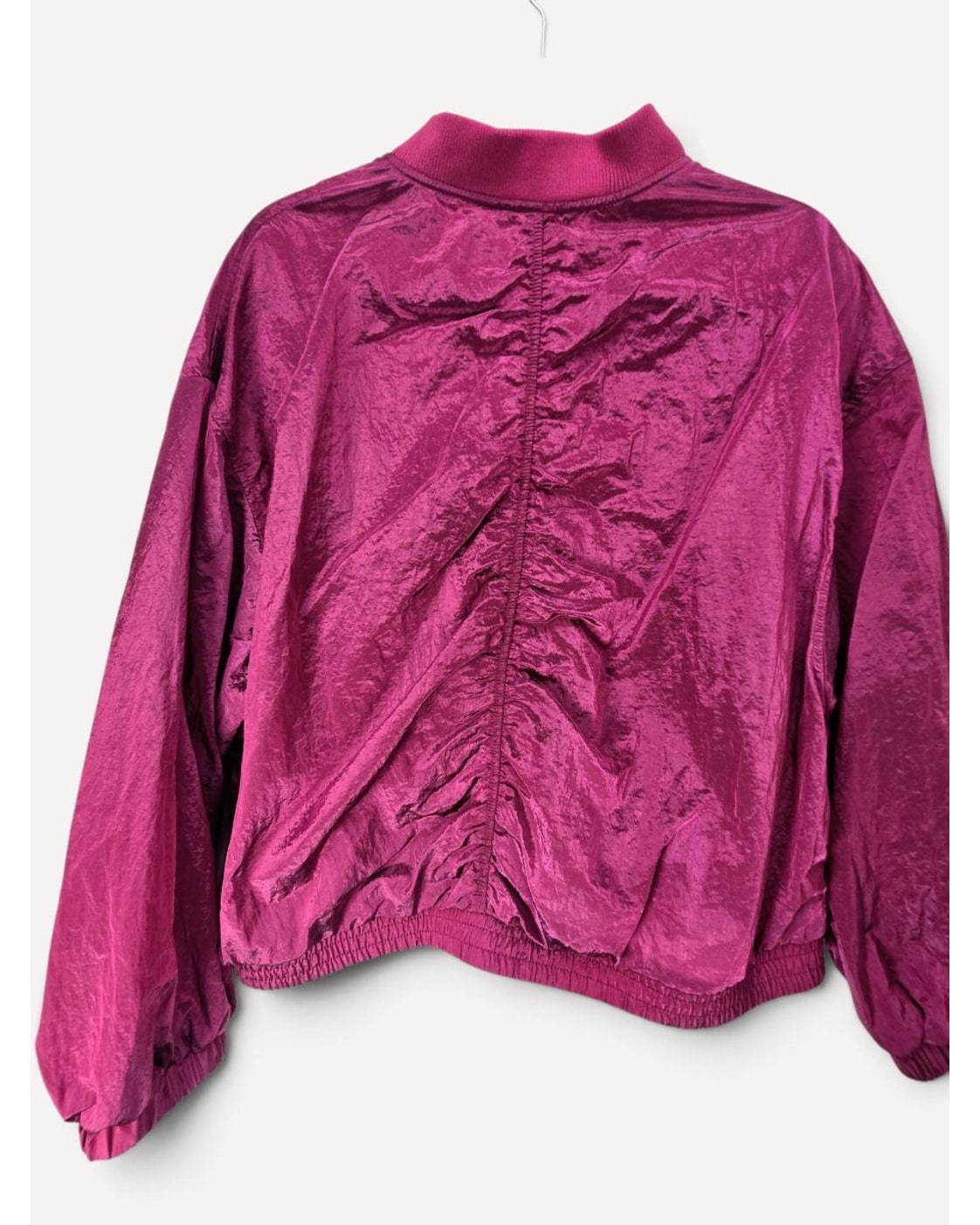 Pink Old Navy Crinkled Metallic Cropped Bomber Jacket, size XL – photo 3
