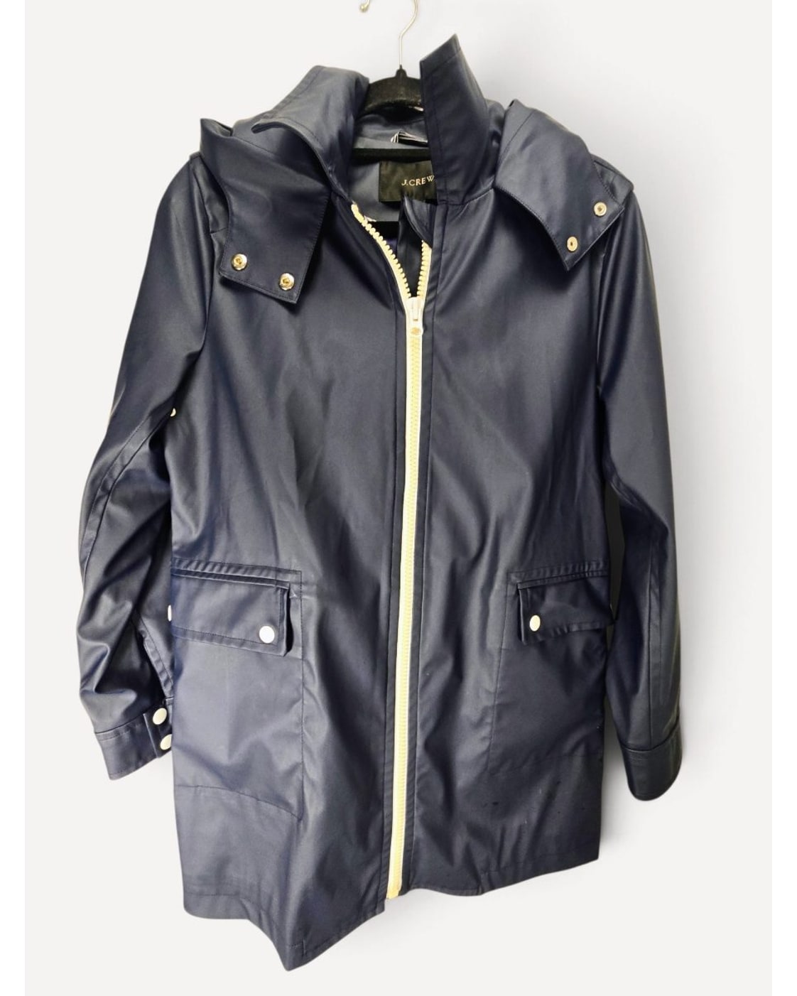 Navy J.Crew Hooded Rain Jacket, size S
