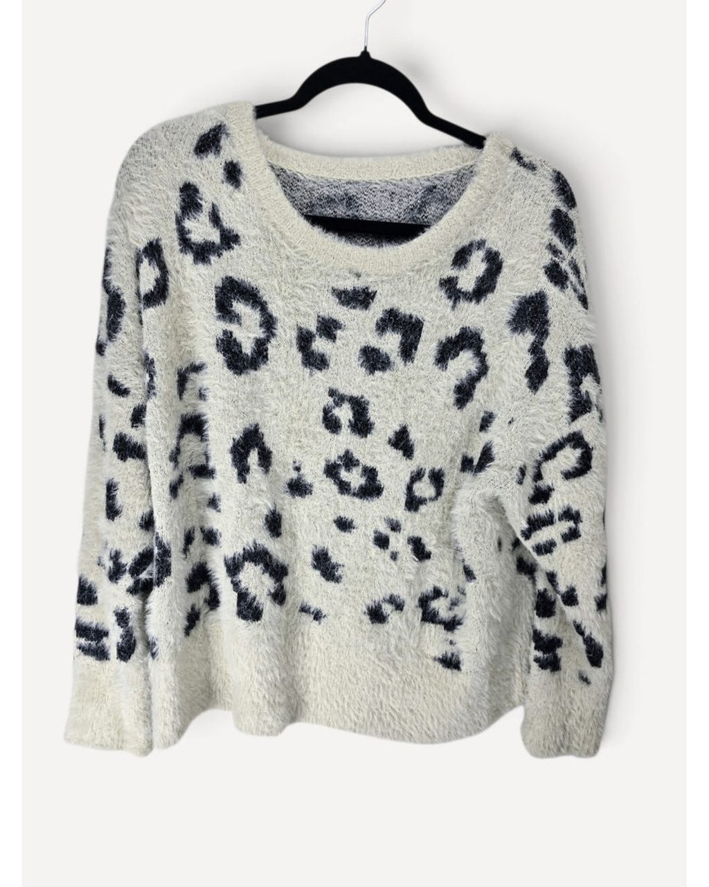 Fuzzy Leopard Print Sweater