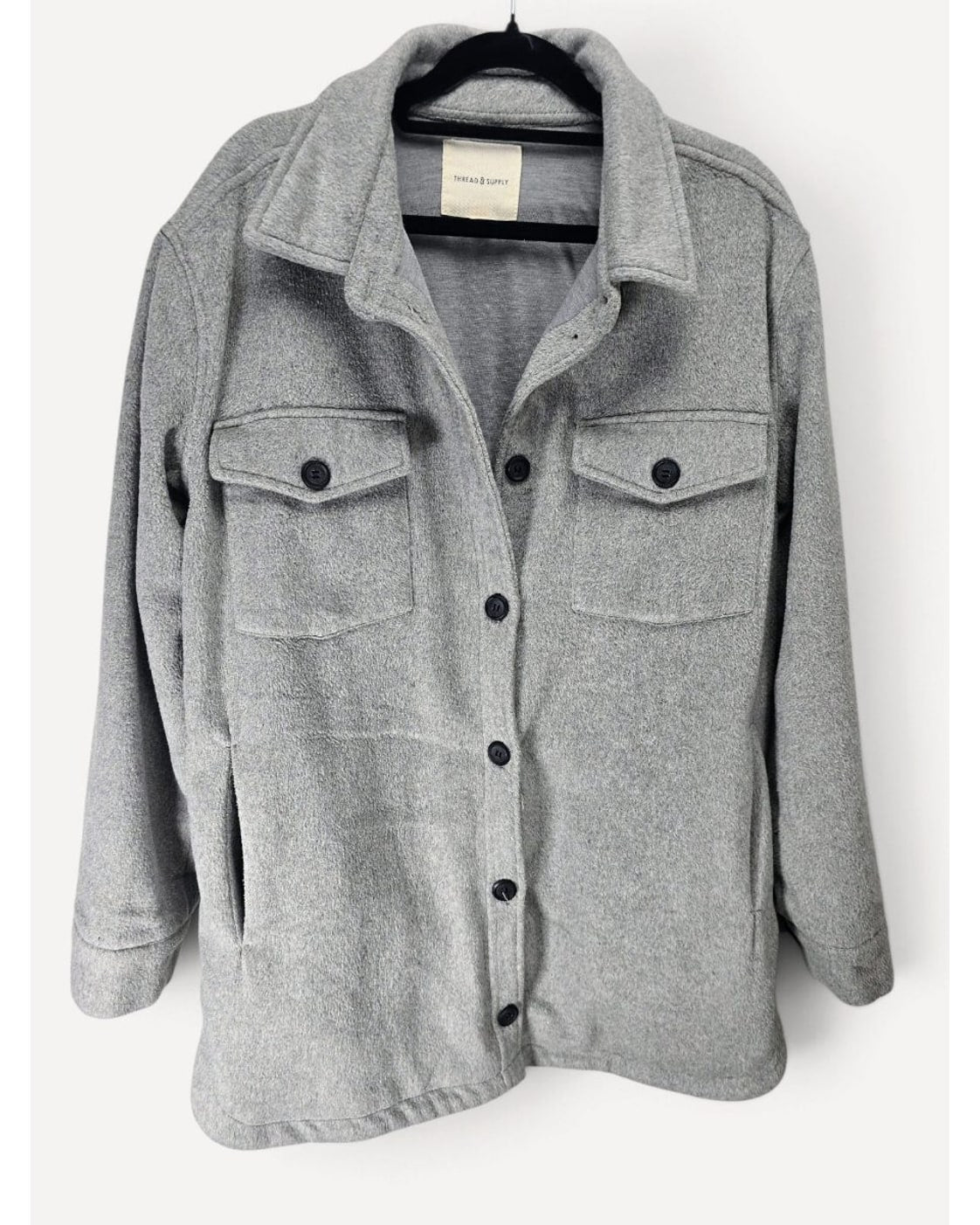 Grey Thread & Supply Brushed Fleece Shirt Jacket, size M