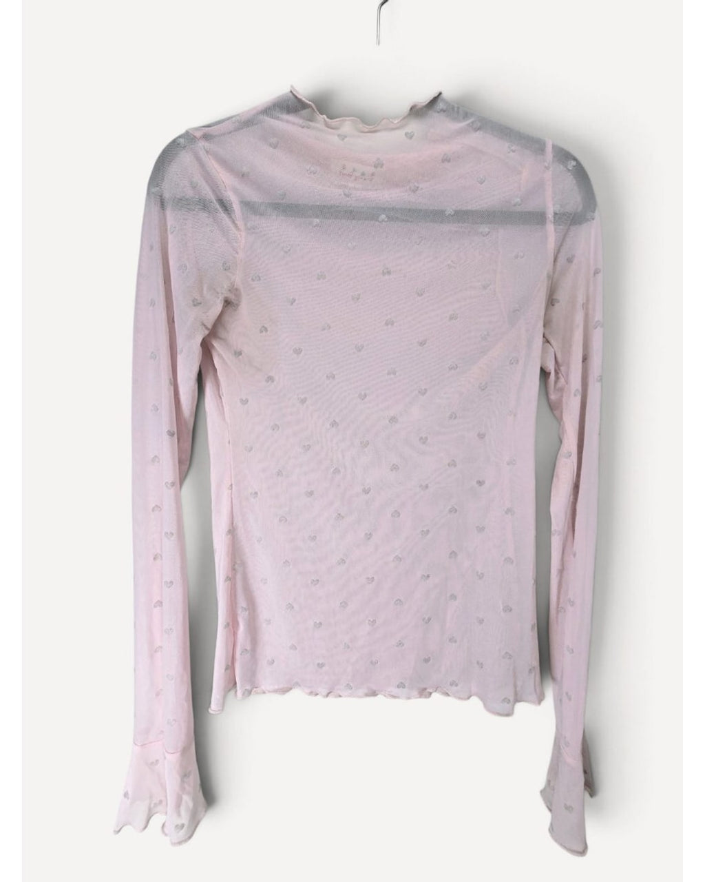 sweet generis Heart Print Mesh Top