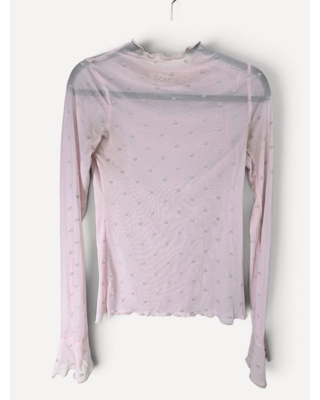 sweet generis Heart Print Mesh Top