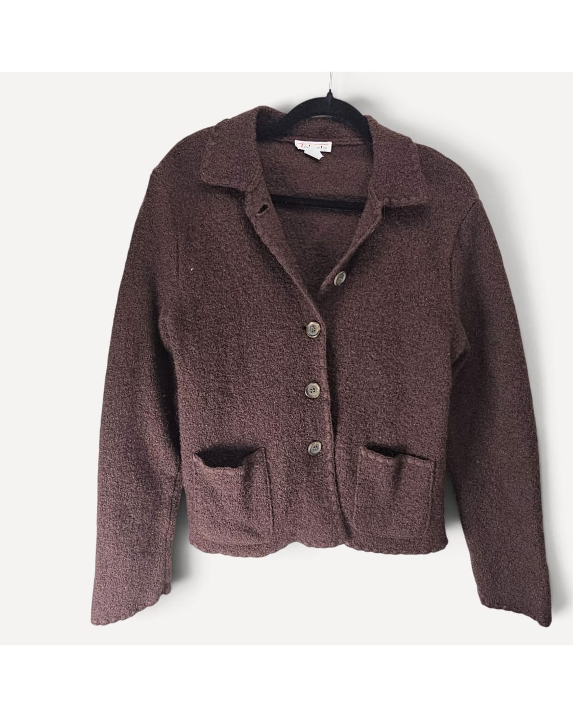 Brown Talbots Boucle Wool Knit Blazer, size L