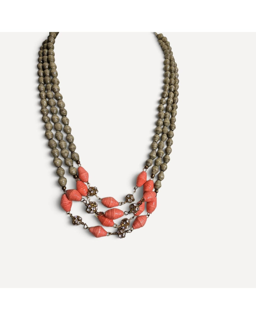 Multi-Strand Paper Bead Statement Necklace