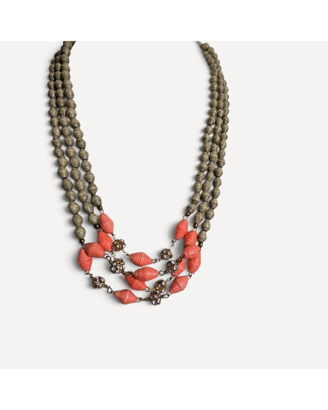 Multi-Strand Paper Bead Statement Necklace