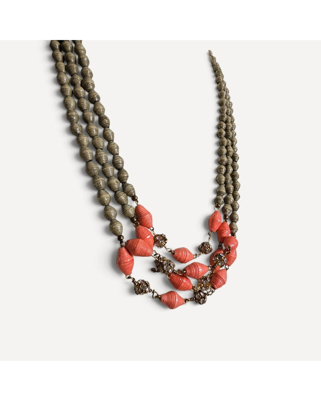 Multi-Strand Paper Bead Statement Necklace