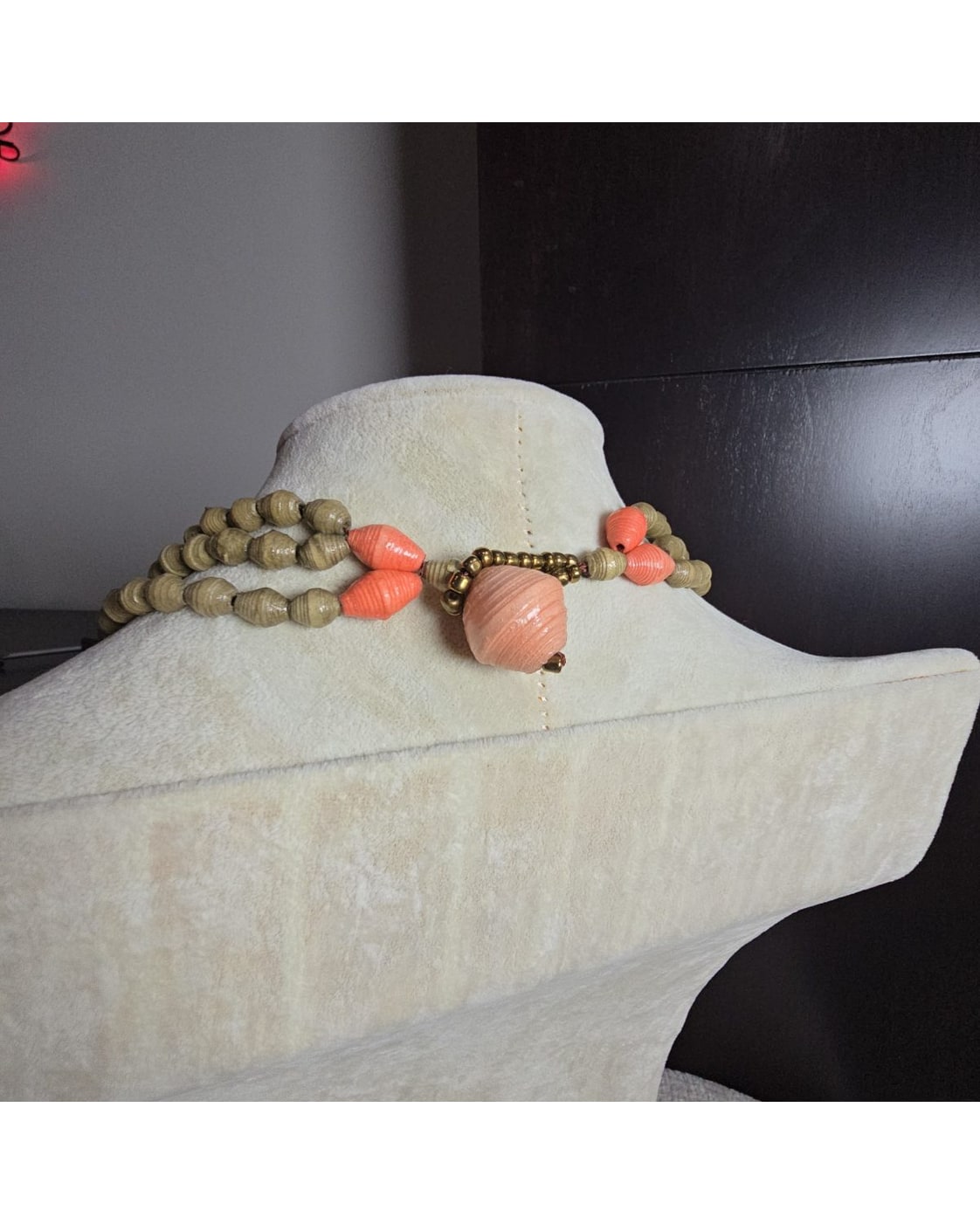 Multi-Strand Paper Bead Statement Necklace