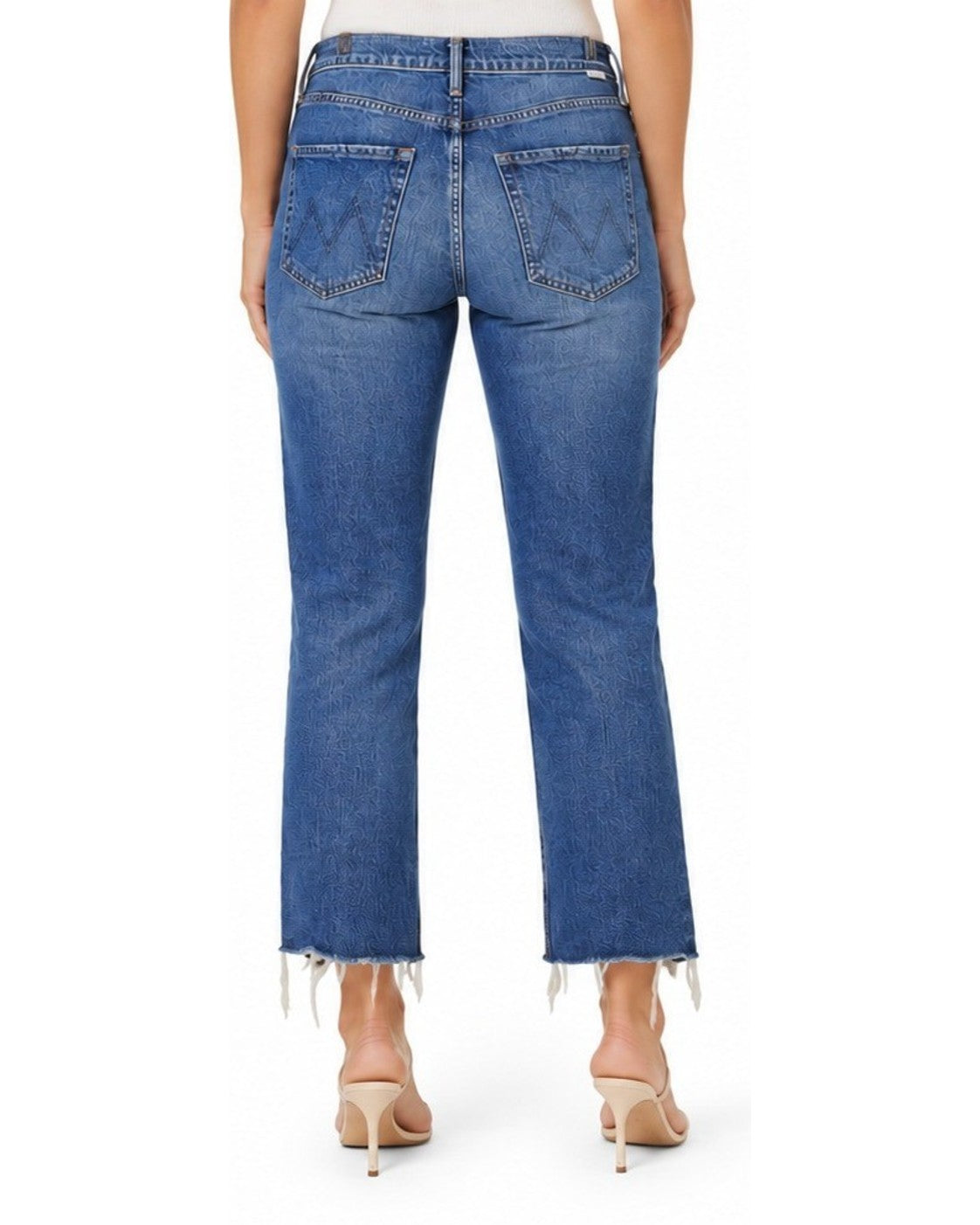 Blue MOTHER The Mid Rise Rider Ankle Fray Jeans, size 31 – photo 2
