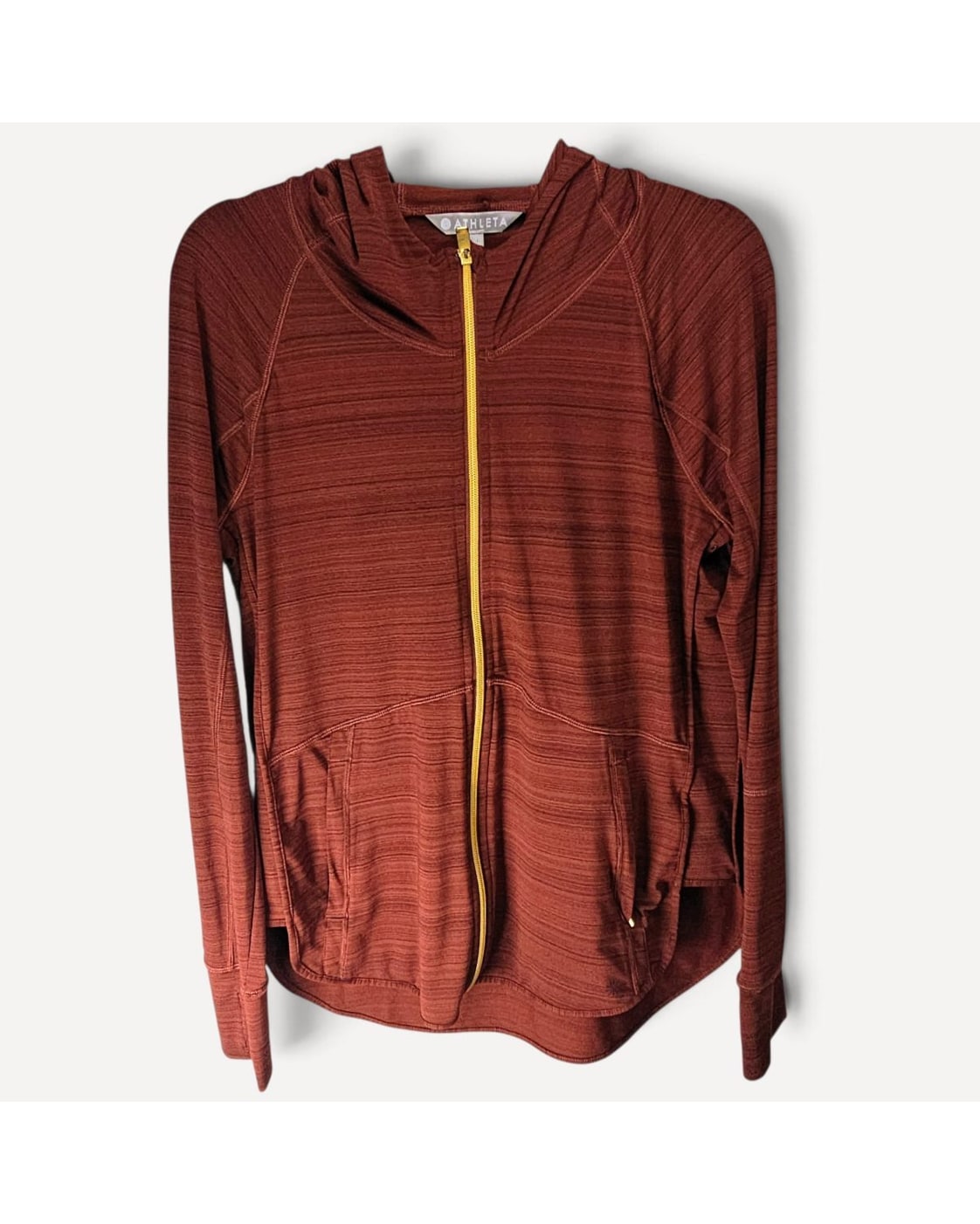 Orange Athleta Full-Zip Hooded Jacket, size M